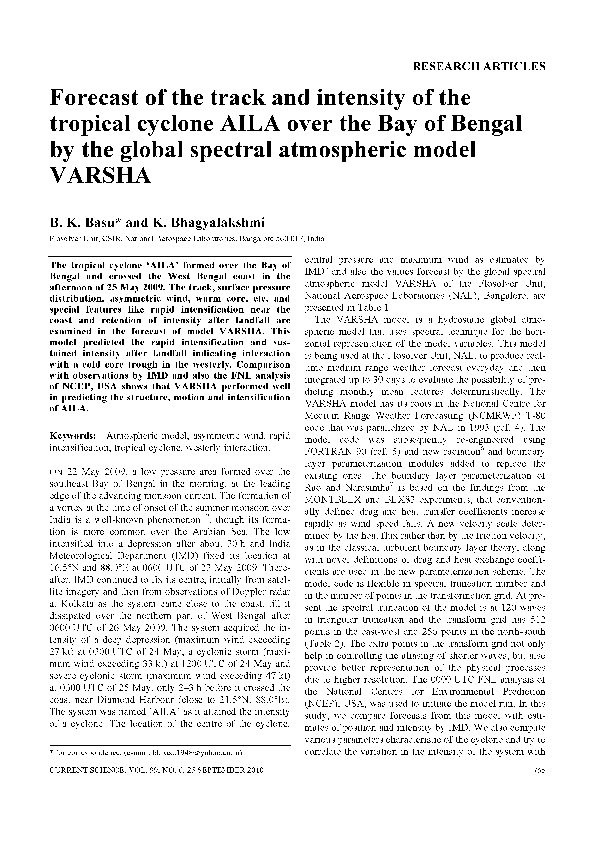 (PDF) Forecast of the tract and intensity of the tropical cyclone AILA ...