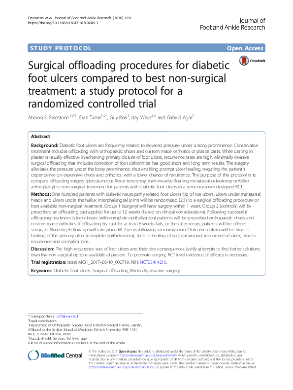(PDF) Surgical offloading procedures for diabetic foot ulcers compared ...