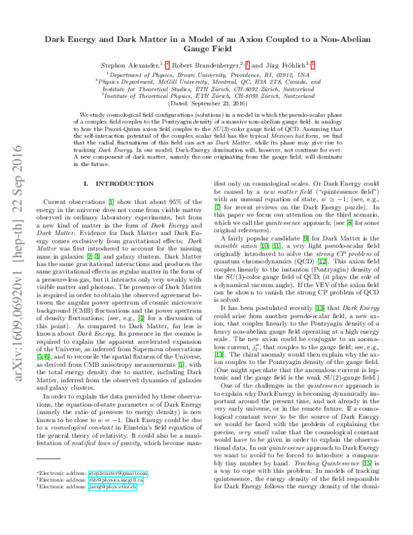 (PDF) Dark Energy and Dark Matter in a Model of an Axion Coupled to a ...