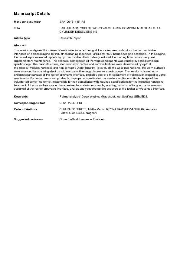 (PDF) Failure analysis of worn valve train components of a four ...