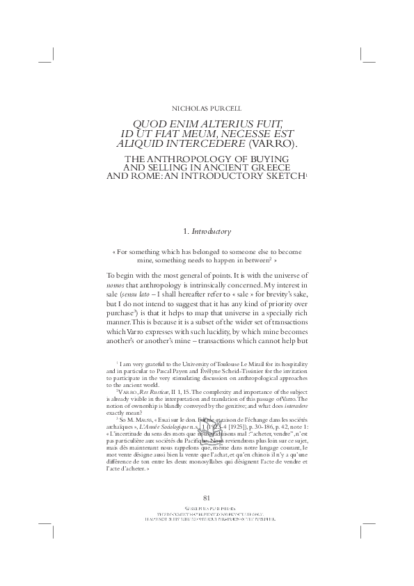 (PDF) Quod enim alterius... anthropology of sale