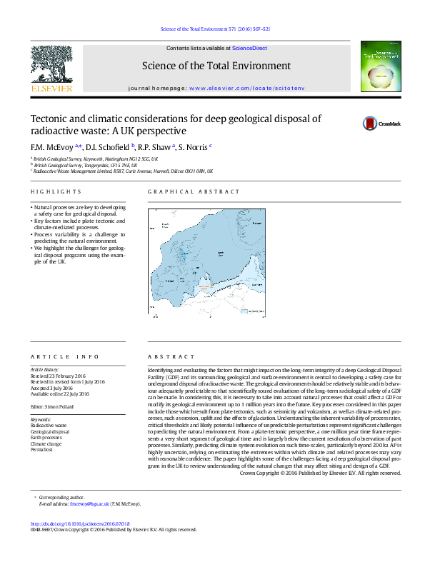 (PDF) Tectonic and climatic considerations for deep geological disposal ...