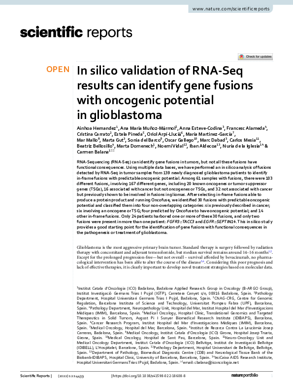 (PDF) In silico validation of RNA-Seq results can identify gene fusions ...