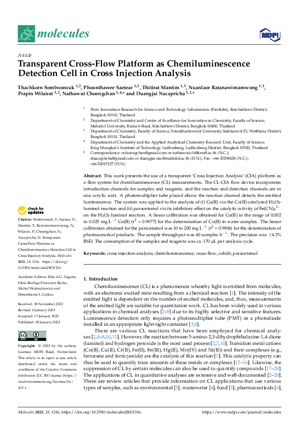 (PDF) Transparent Cross-Flow Platform as Chemiluminescence Detection ...