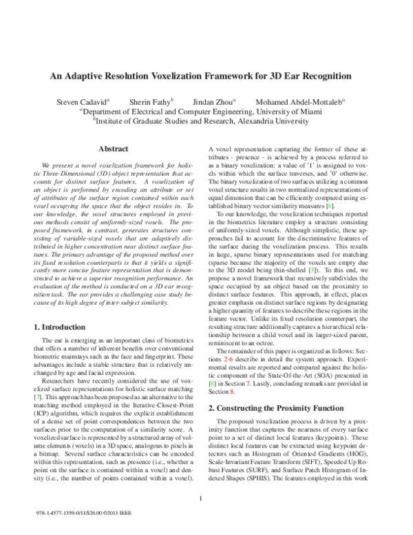 (PDF) An adaptive resolution voxelization framework for 3D ear recognition