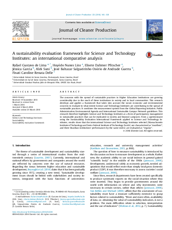 (PDF) A sustainability evaluation framework for Science and Technology ...
