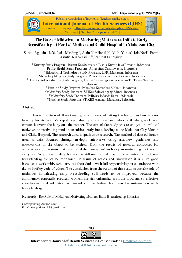 (PDF) The Role of Midwives in Motivating Mothers to Initiate Early ...