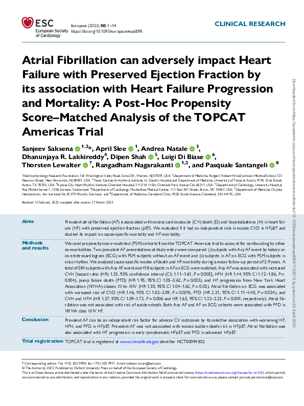 (PDF) Atrial Fibrillation can adversely impact Heart Failure with ...