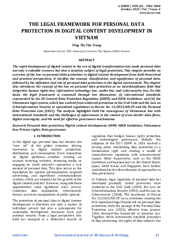 (PDF) THE LEGAL FRAMEWORK FOR PERSONAL DATA PROTECTION IN DIGITAL ...