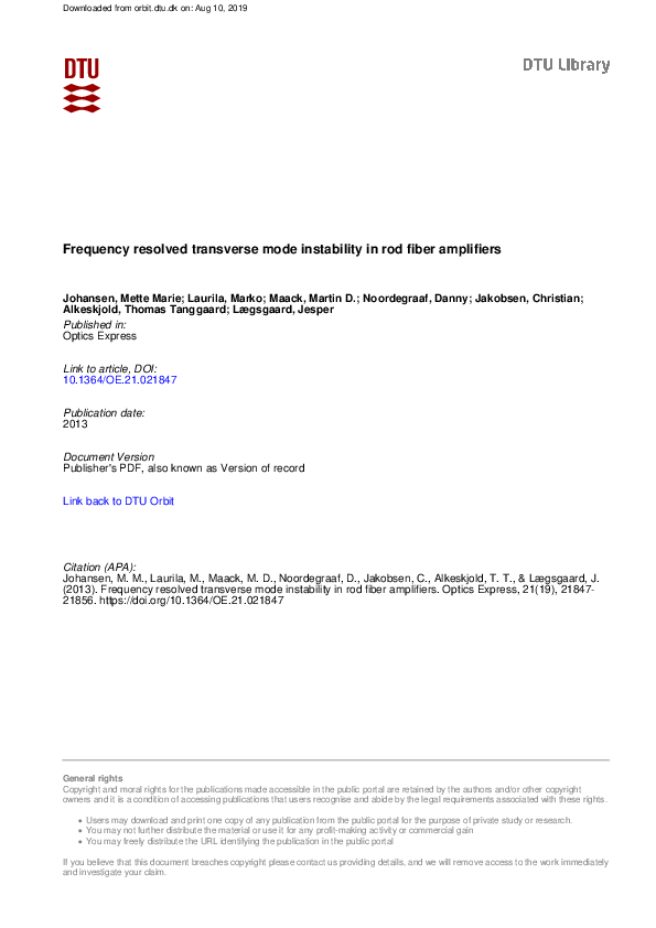 (PDF) Frequency resolved transverse mode instability in rod fiber ...