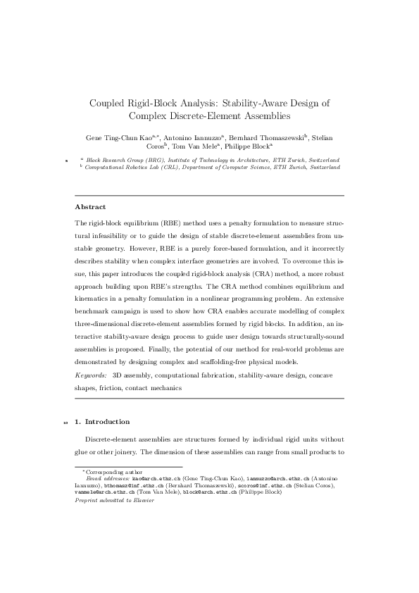 (PDF) Coupled Rigid-Block Analysis: Stability-Aware Design of Complex ...
