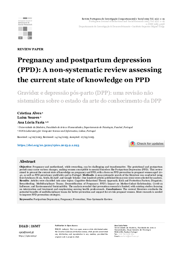 (PDF) Pregnancy and postpartum depression (PPD): A non-systematic ...
