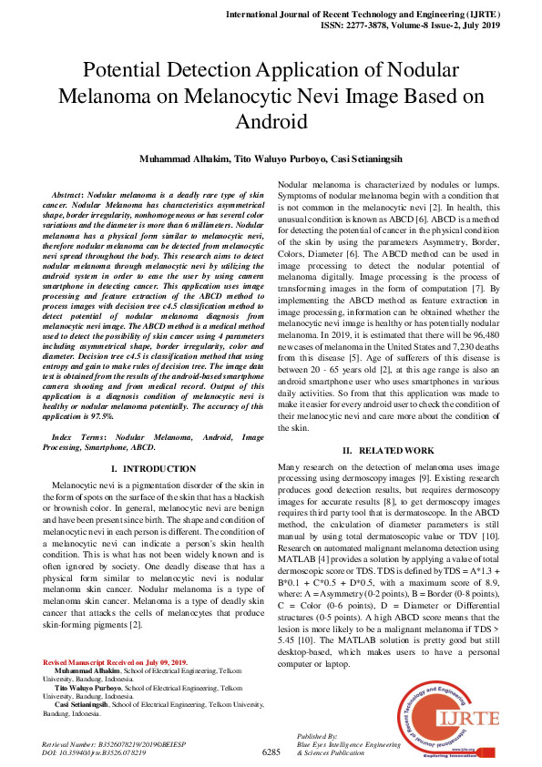 (PDF) Potential Detection Application of Nodular Melanoma on ...
