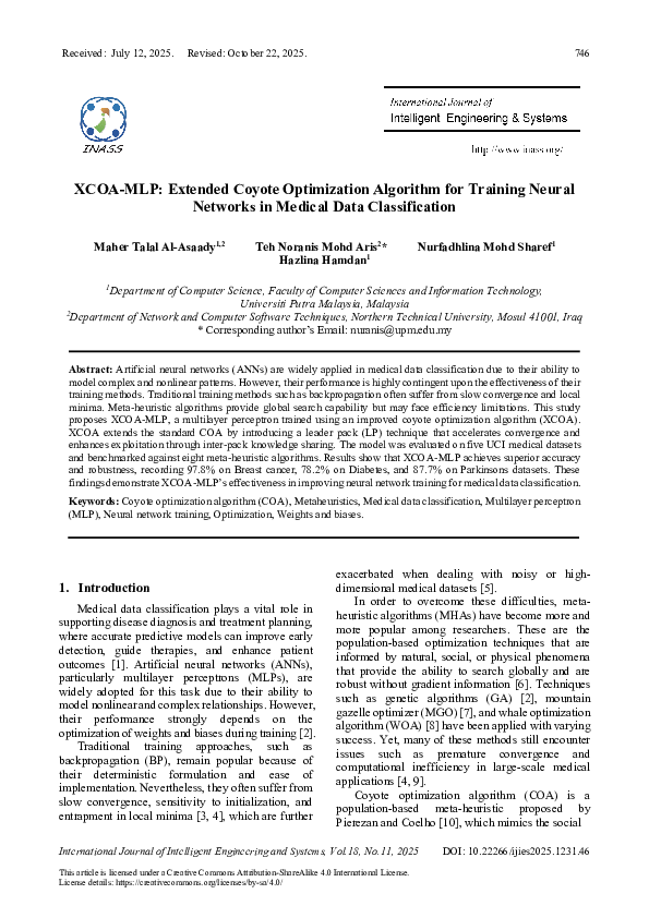 (PDF) XCOA-MLP: Extended Coyote Optimization Algorithm for Training ...