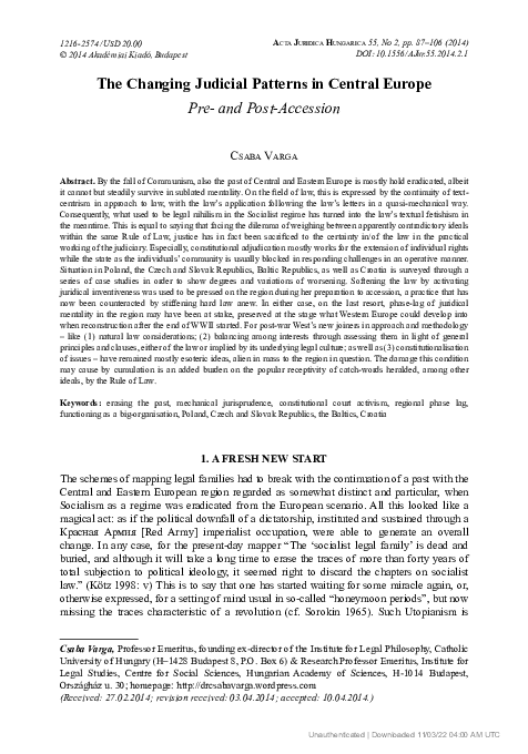 (PDF) The changing judicial patterns in Central Europe
