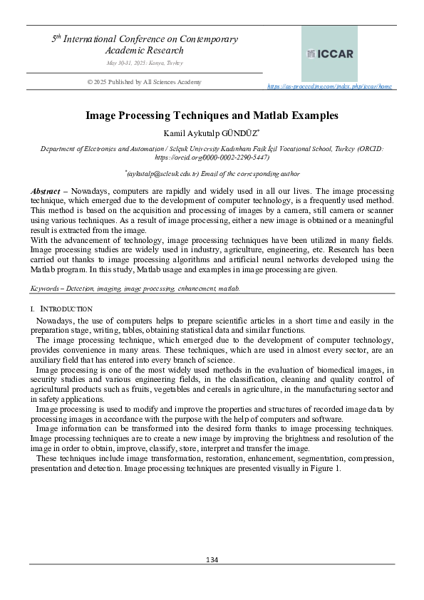 (PDF) Image Processing Techniques and Matlab Examples