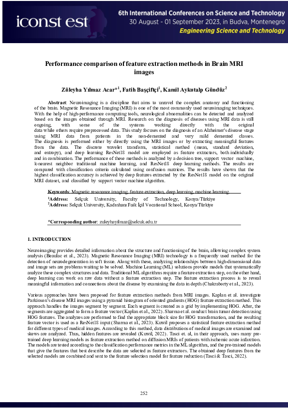 (PDF) Performance comparison of feature extraction methods in Brain MRI ...
