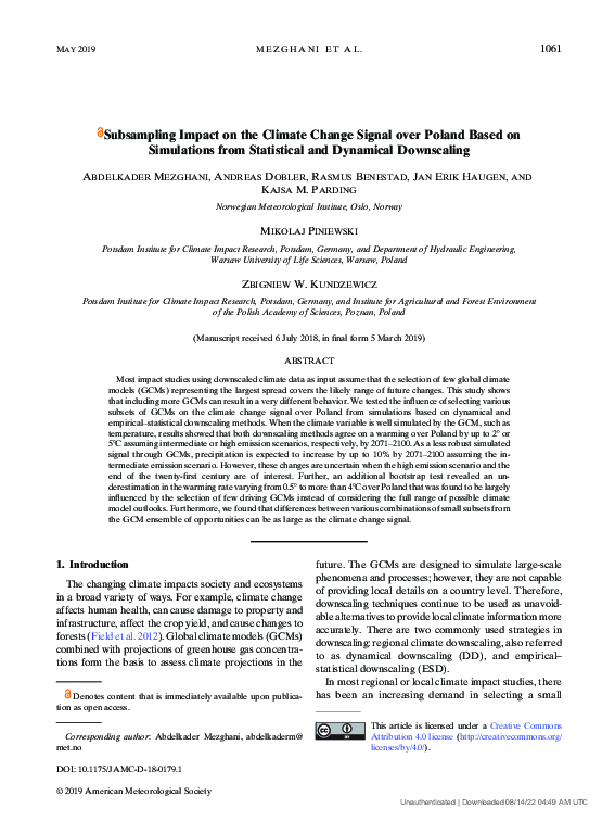 (PDF) Subsampling Impact on the Climate Change Signal over Poland Based ...