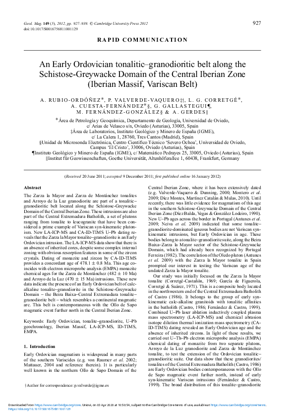 (PDF) An Early Ordovician tonalitic–granodioritic belt along the ...