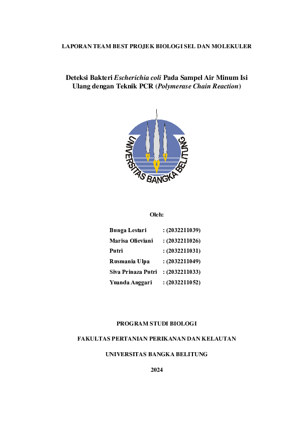 (PDF) LAPORAN TEAM BEST PROJEK BIOLOGI SEL DAN MOLEKULER Deteksi ...