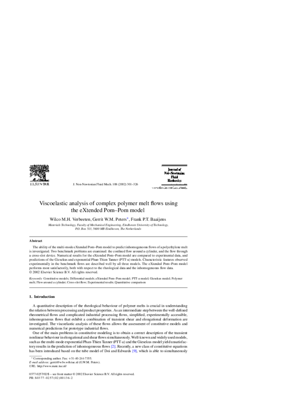 (PDF) Viscoelastic analysis of complex polymer melt flows using the ...
