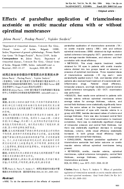 (PDF) Effects of parabulbar application of triamcinolone acetonide on ...