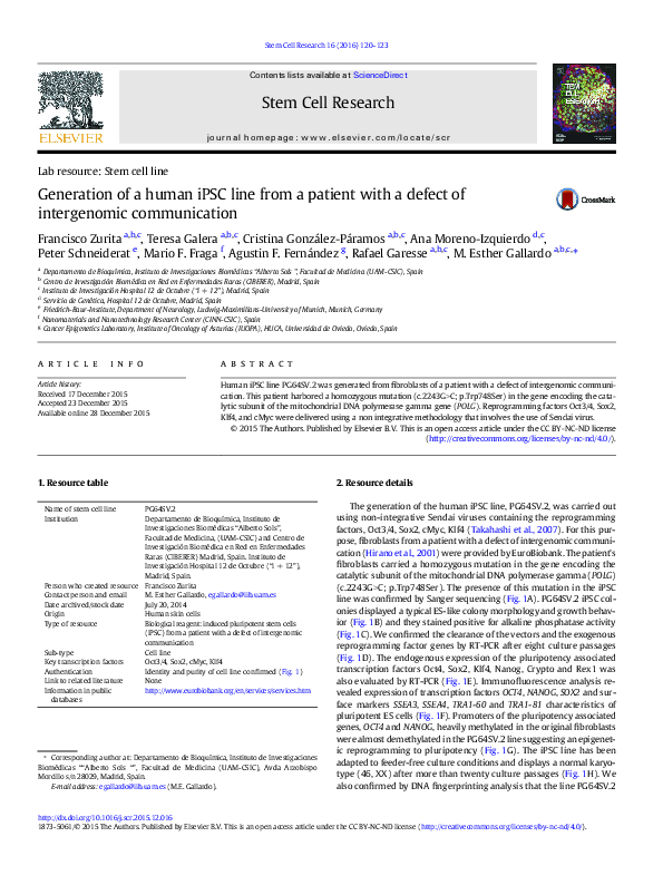 (PDF) Generation of a human iPSC line from a patient with a defect of ...