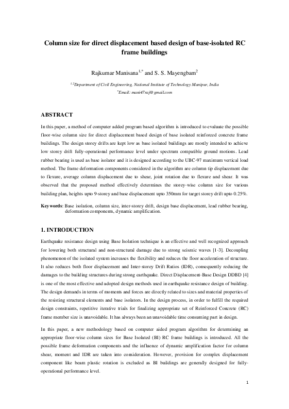 (PDF) Column size for direct displacement based design of base-isolated ...