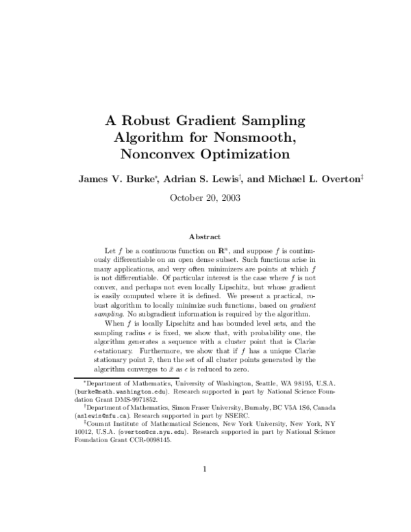 (PDF) A Robust Gradient Sampling Algorithm for Nonsmooth, Nonconvex ...