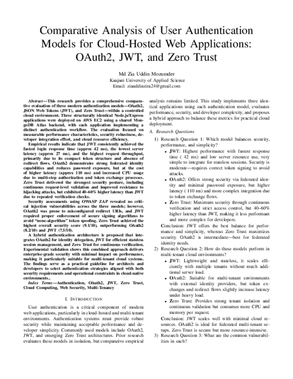 (PDF) Comparative Analysis of User Authentication Models for Cloud ...