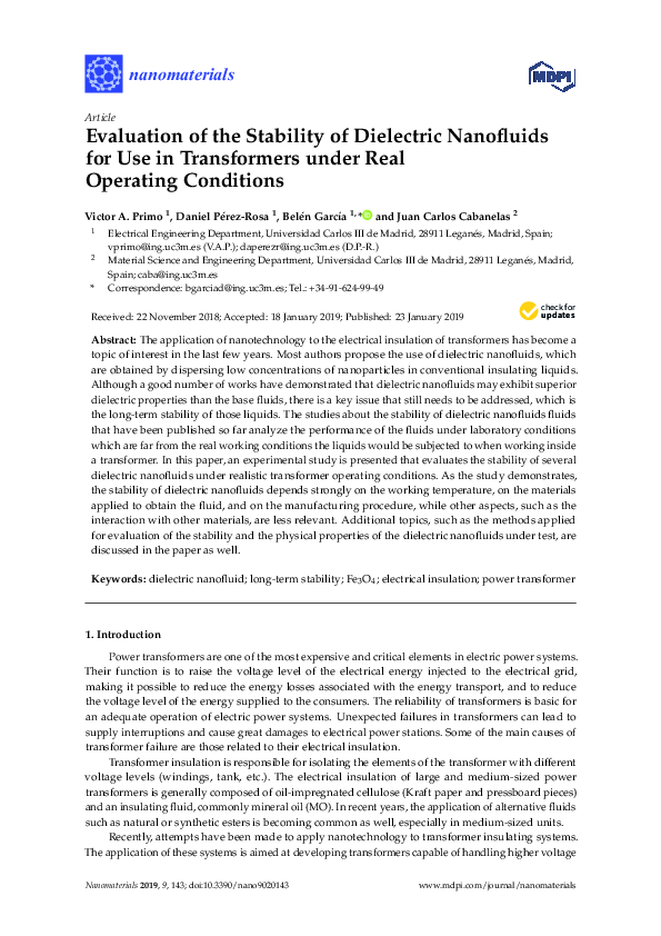 (PDF) Evaluation of the Stability of Dielectric Nanofluids for Use in ...