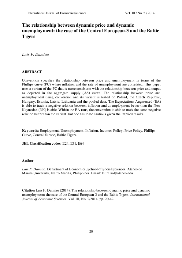 (PDF) The relationship between dynamic price and dynamic unemployment ...