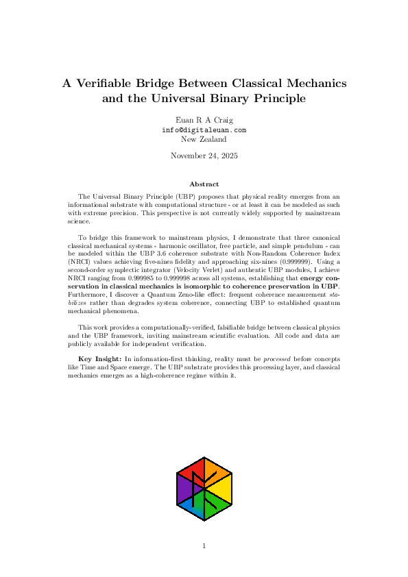 (PDF) A Verifiable Bridge Between Classical Mechanics and the Universal ...