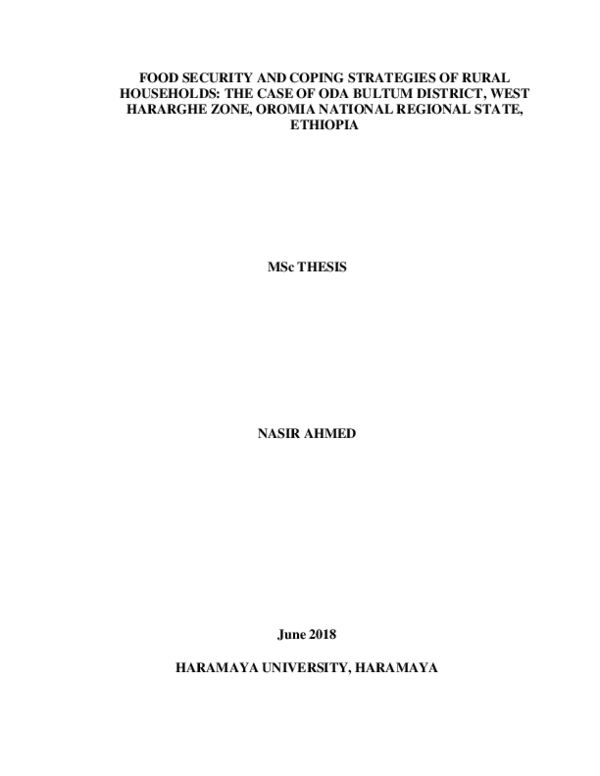 (PDF) FOOD SECURITY AND COPING STRATEGIES OF RURAL HOUSEHOLDS: THE CASE ...