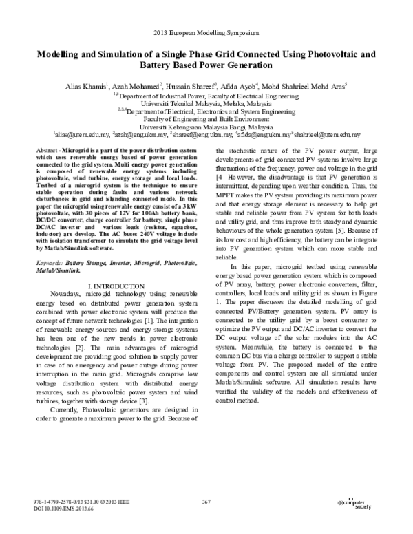 (PDF) Modelling and Simulation of a Single Phase Grid Connected Using ...