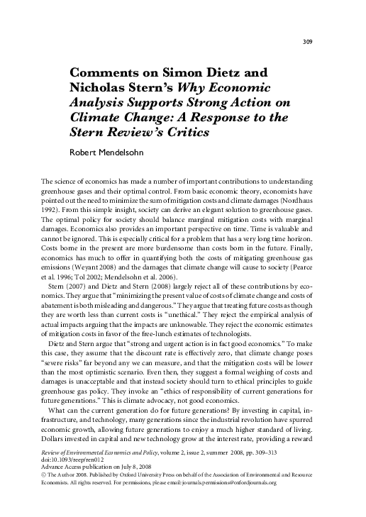 (PDF) Comments on Simon Dietz and Nicholas Stern's Why Economic ...