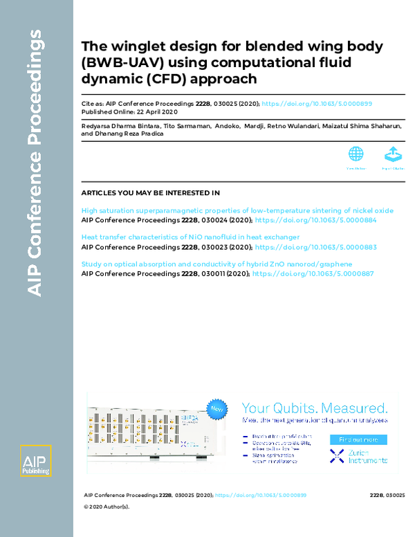 (PDF) The winglet design for blended wing body (BWB-UAV) using ...