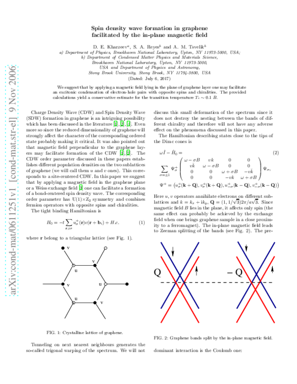 (PDF) Spin density wave formation in graphene facilitated by the in ...