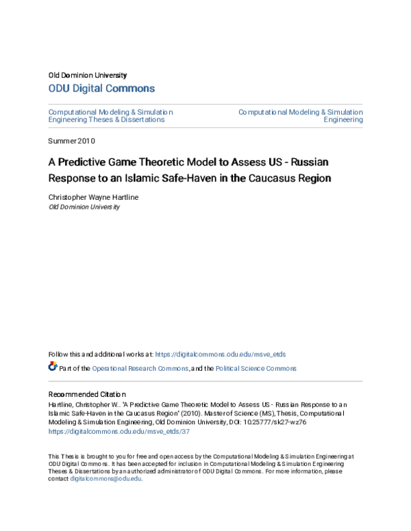 (PDF) A predictive game theoretic model to assess US - Russian response ...