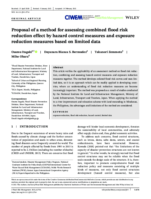(PDF) Proposal of a method for assessing combined flood risk reduction ...