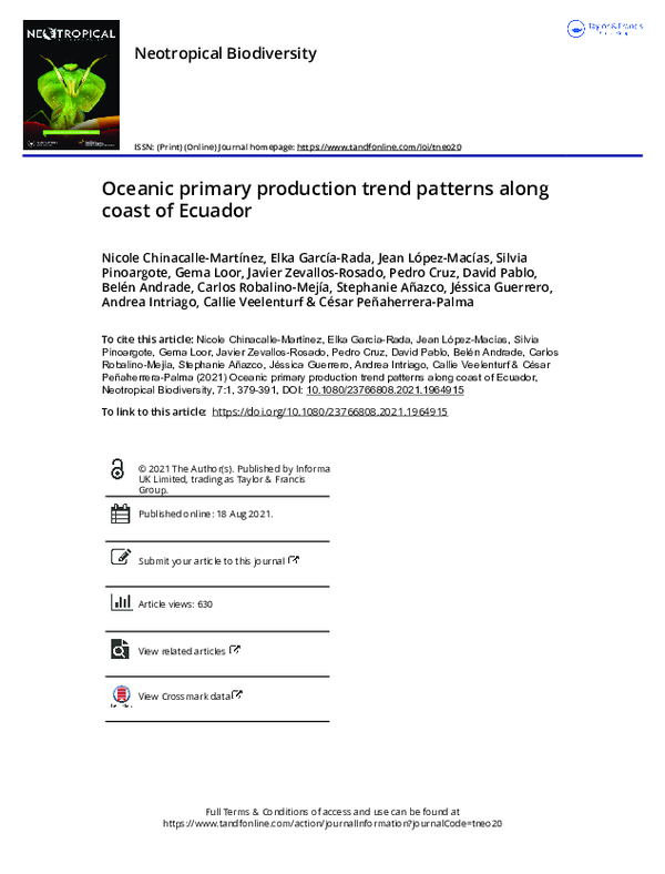 (PDF) Oceanic primary production trend patterns along coast of Ecuador