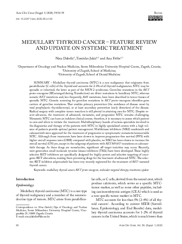 (PDF) Medullary Thyroid Cancer – Feature Review and Update on Systemic ...