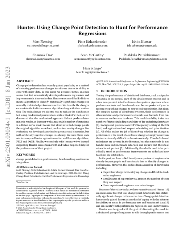 (PDF) Hunter: Using Change Point Detection to Hunt for Performance ...