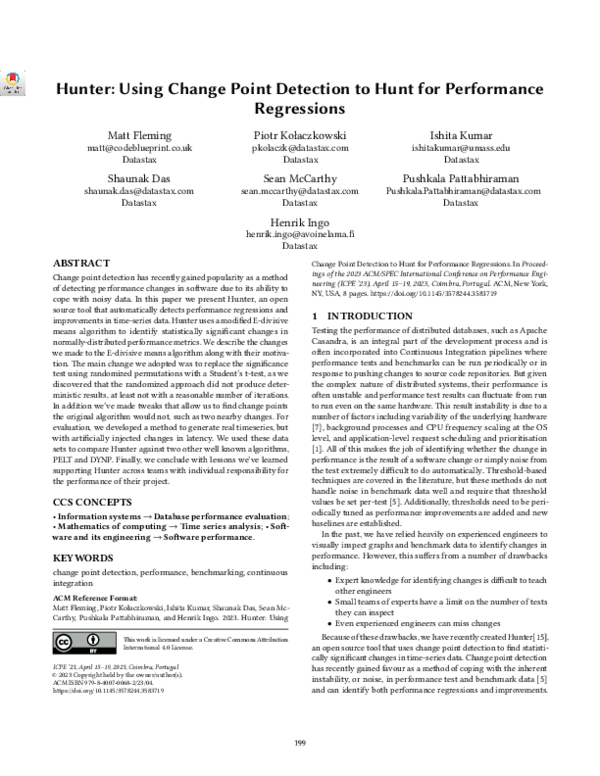 (PDF) Hunter: Using Change Point Detection to Hunt for Performance ...