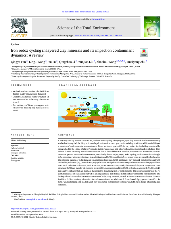 (PDF) Iron redox cycling in layered clay minerals and its impact on ...