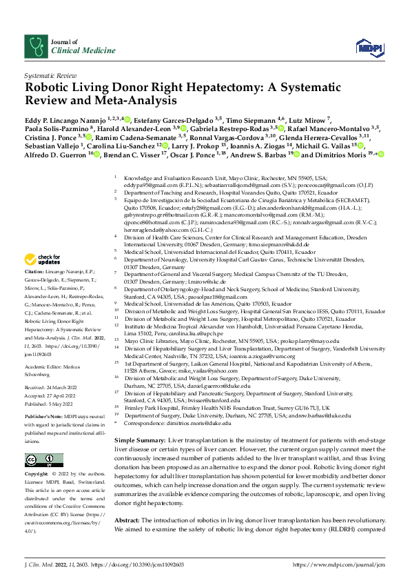 (PDF) Robotic Living Donor Right Hepatectomy: A Systematic Review and ...