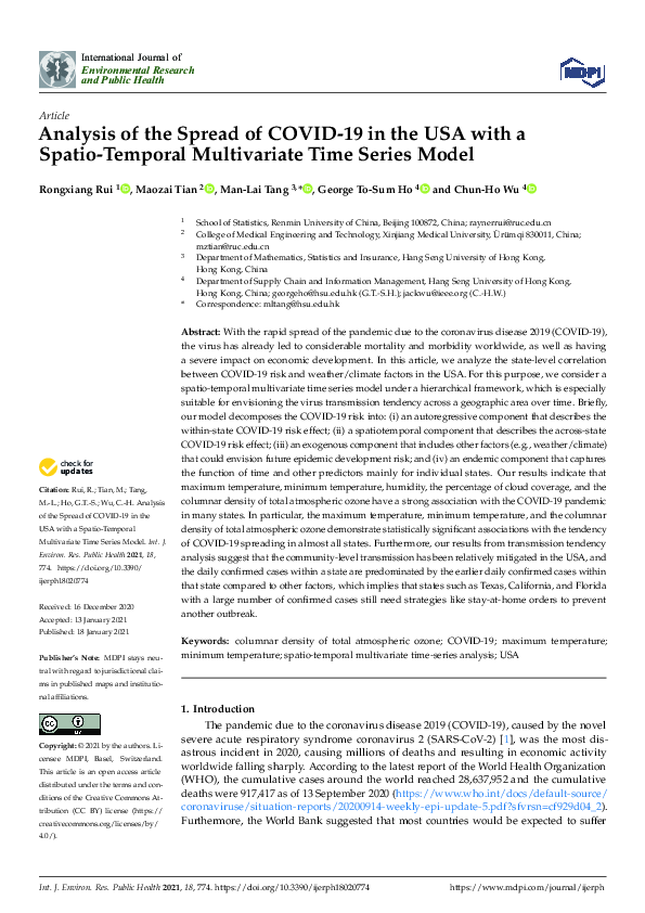 (PDF) Analysis of the Spread of COVID-19 in the USA with a Spatio ...
