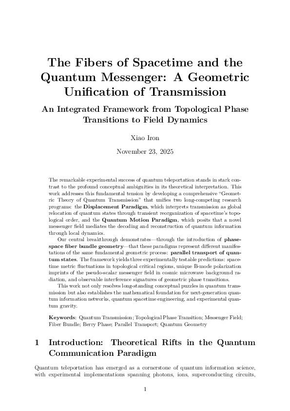 (PDF) The Fibers of Spacetime and the Quantum Messenger: A Geometric ...