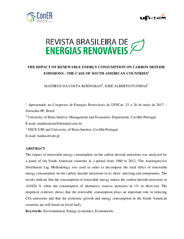(PDF) The Impact of Renewable Energy Consumption on Carbon Dioxide ...