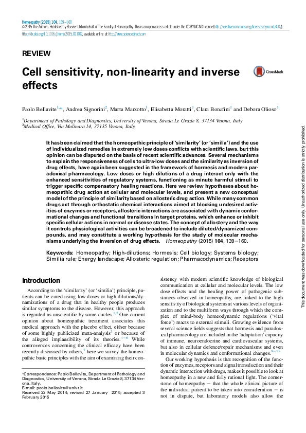 (PDF) Cell sensitivity, non-linearity and inverse effects